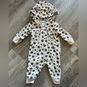 Carters flannel floral onesie with ears